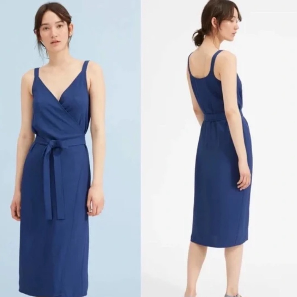 Everlane Women's Blue Japanese Go Weave Mini Tank Wrap Dress SZ 0